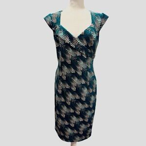 White House Black Market Teal and White Dress